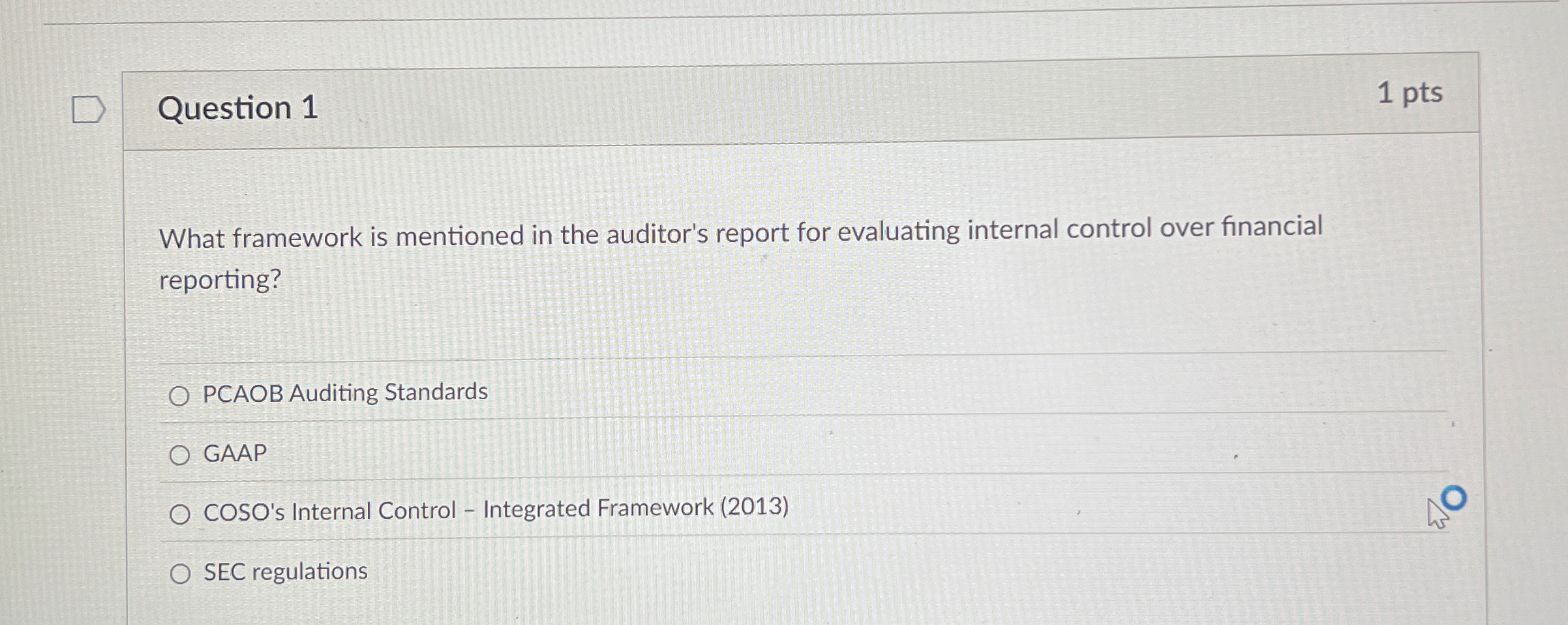  Question 1 What framework is mentioned in the auditor's report for