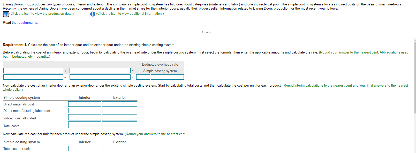 to view additional information.) Read the requirements. Data table More info The