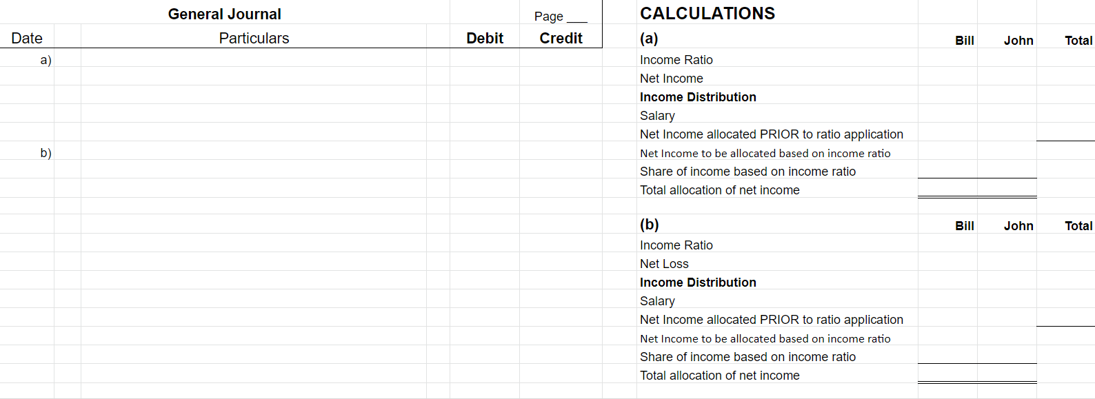 Question 2 template 1. Bill and John are partners in a small