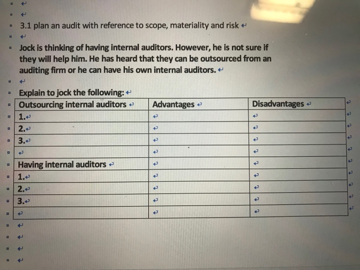  3.1 plan an audit with reference to scope, materiality and risk