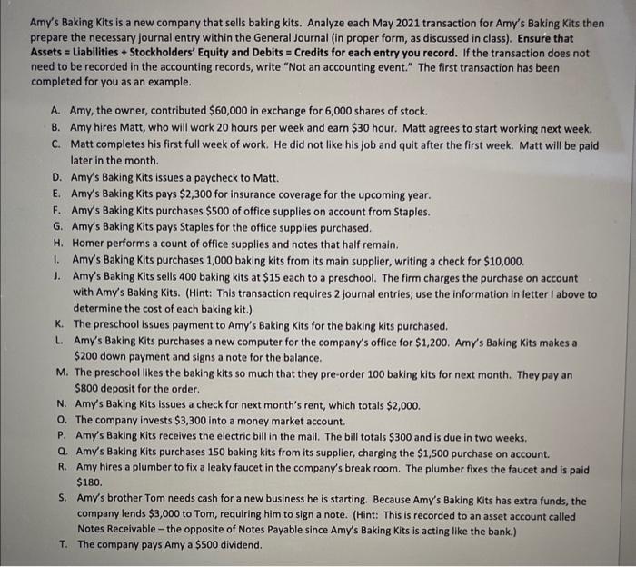 E of the journal entries you recorded in Part 1 to T-accounts