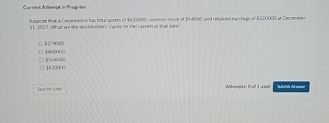  Current Attempt in Progress Supccse that a Corpuration has total assets