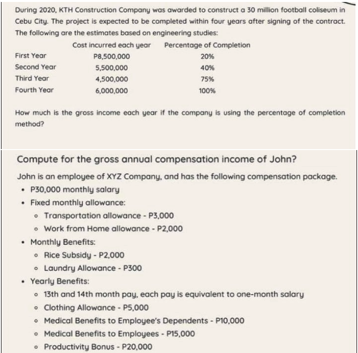 It's a two problem thank you for helping. During 2020, KTH Construction