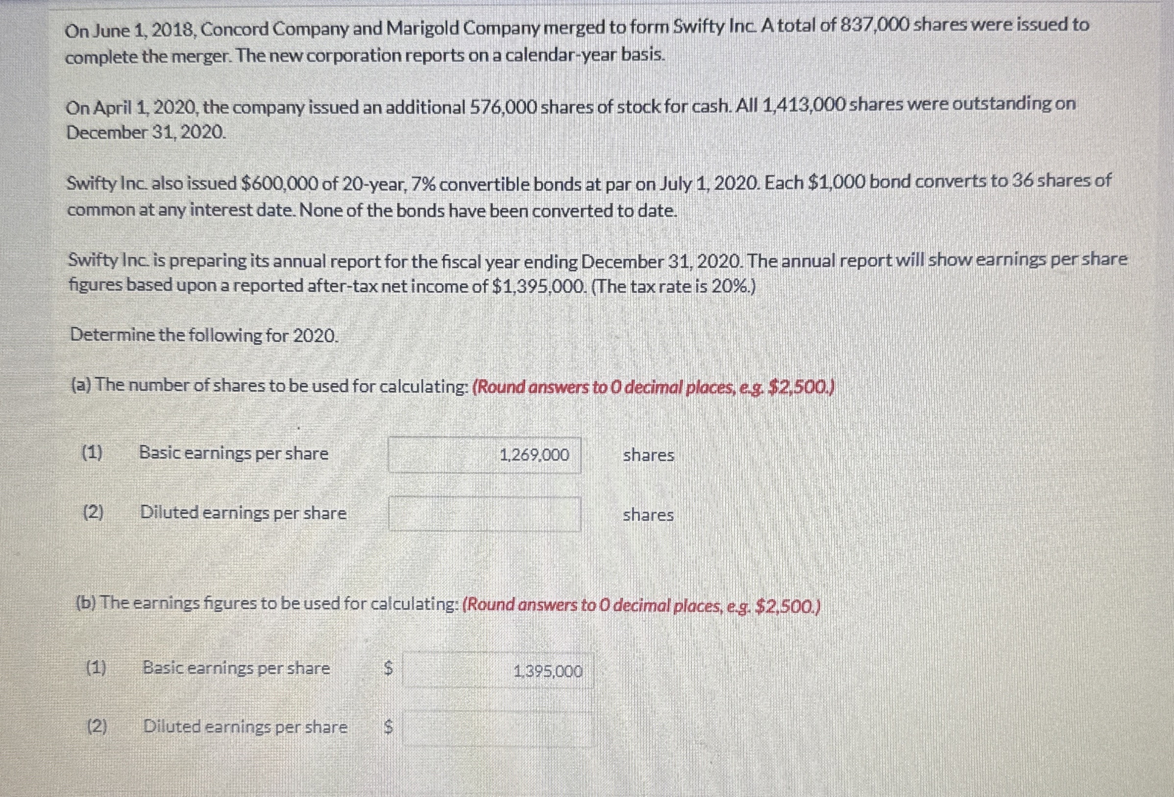  On June 1,2018, Concord Company and Marigold Company merged to form