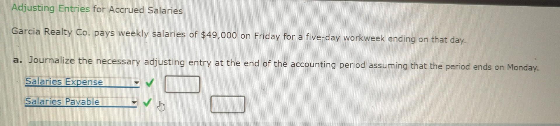  fill out the empty boxes Adjusting Entries for Accrued Salaries Garcia