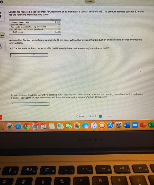  Saved Capitol has received a special order for 2,160 units of