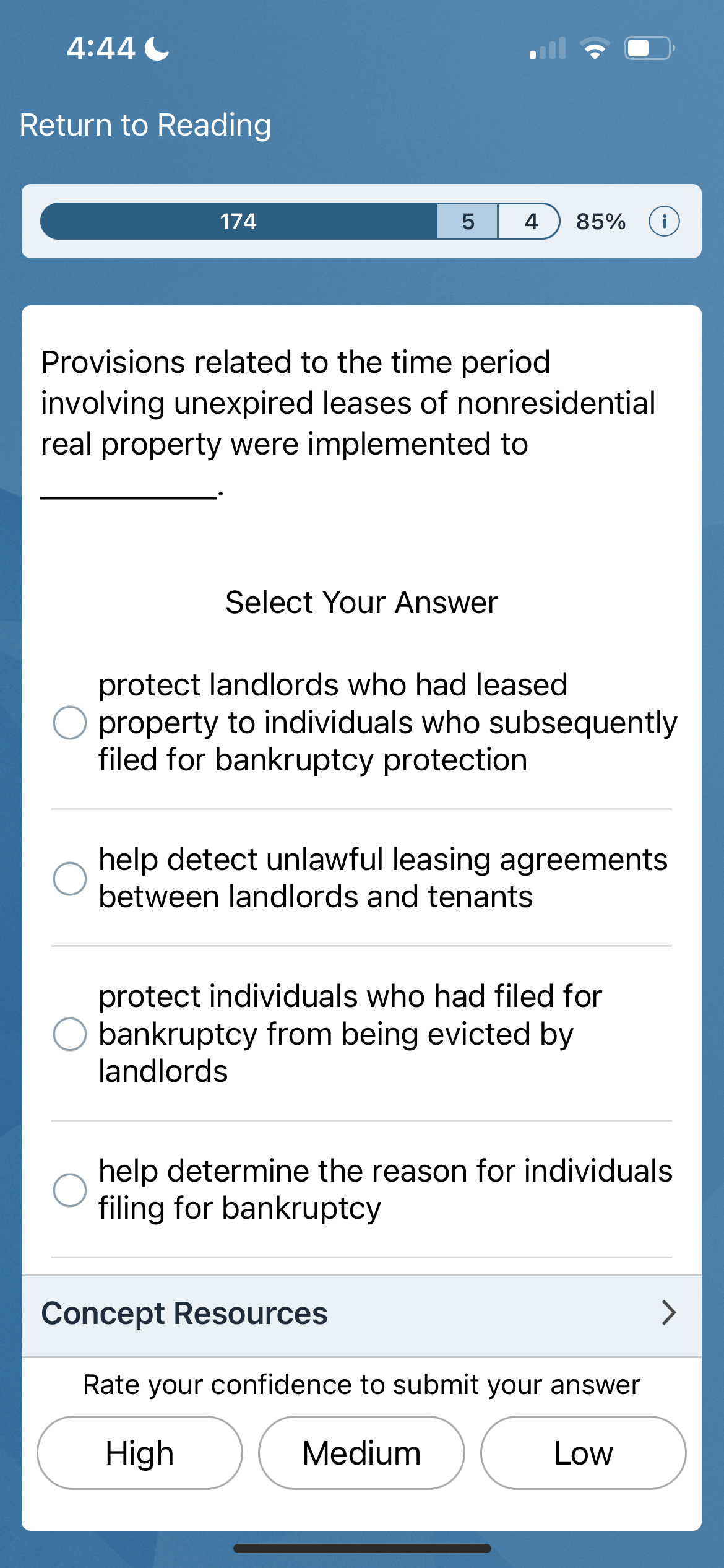  4:44 Return to Reading 174 5 4 85% Provisions related to
