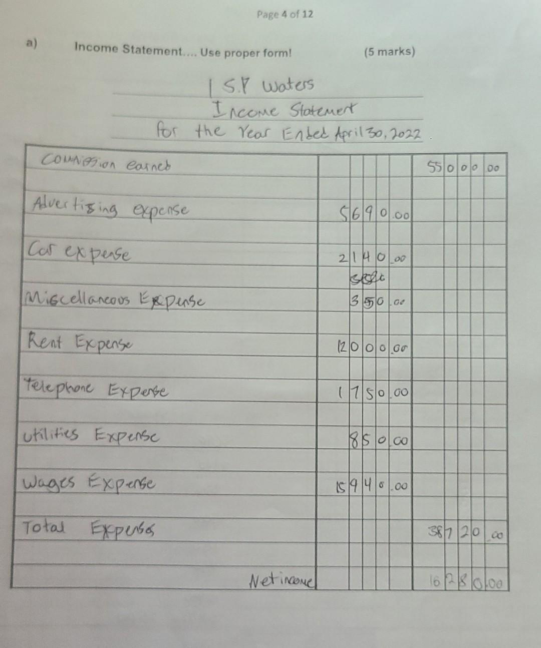  need help with this income statement I'm not sure if what