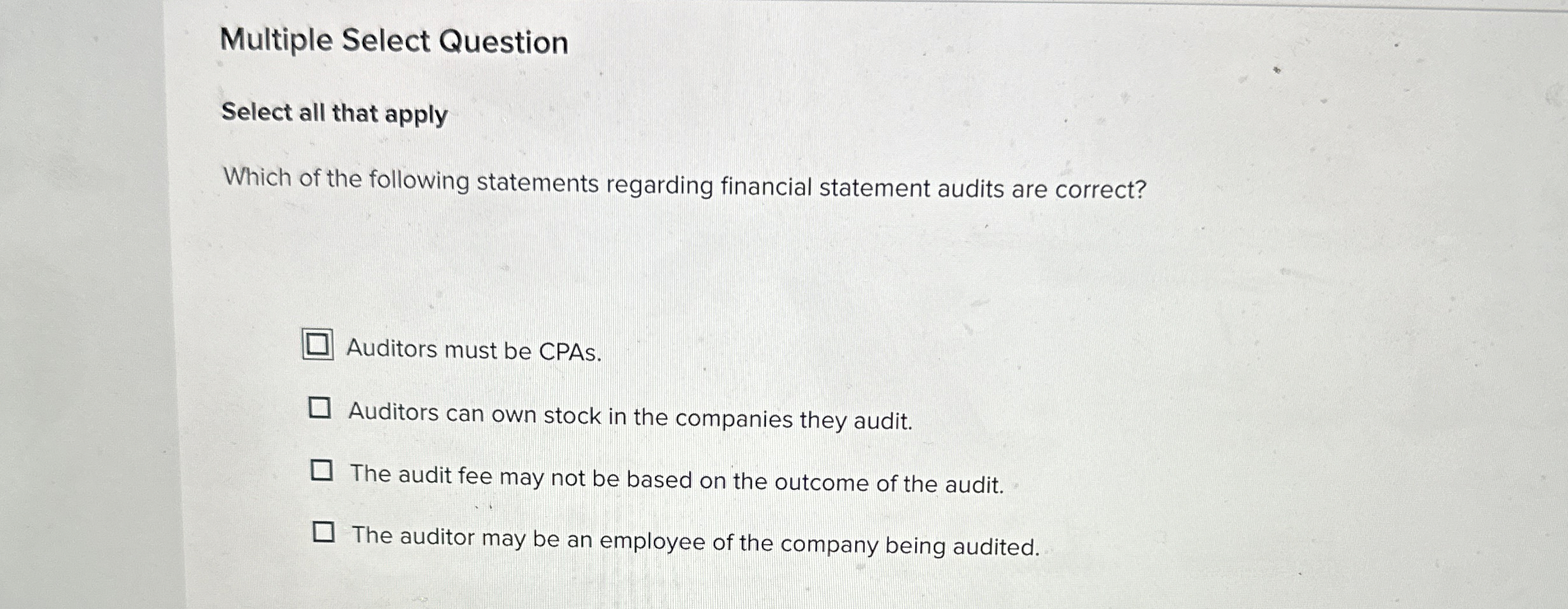  Multiple Select Question Select all that apply Which of the following