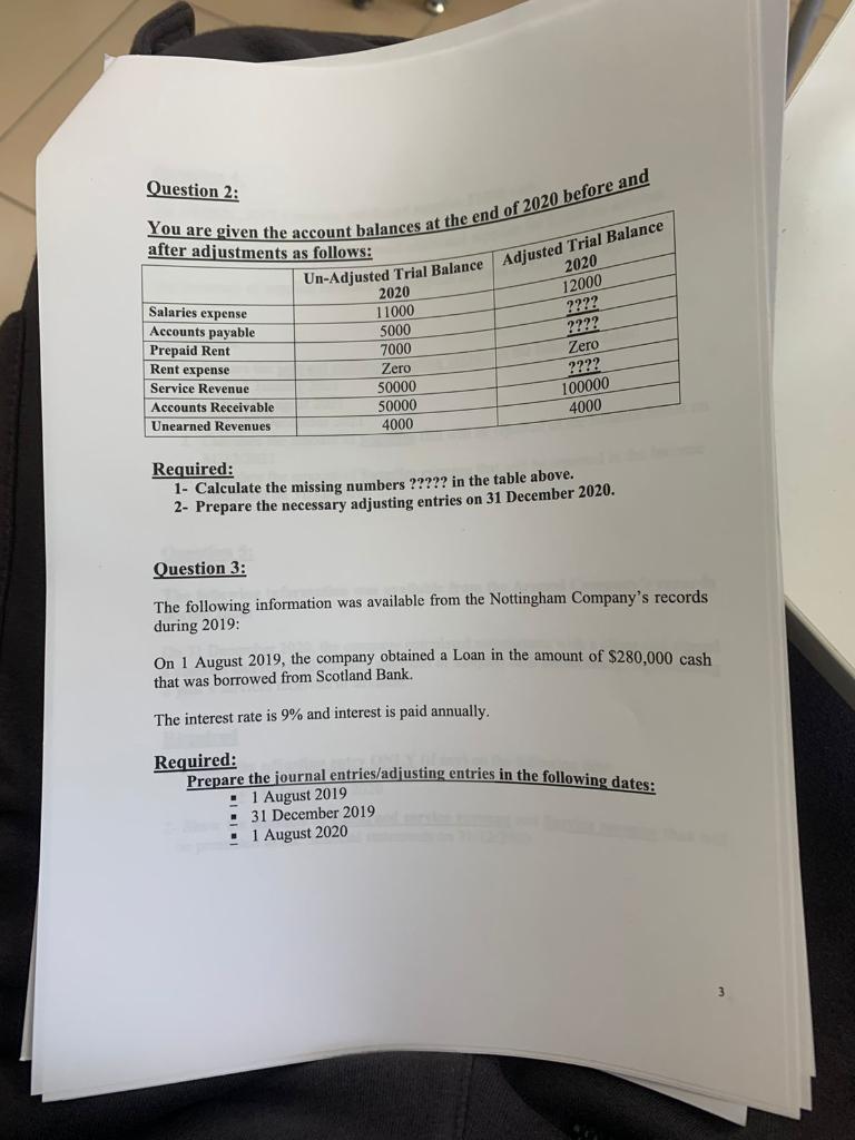 please solve ASAP Question 2: You are given the account balances at