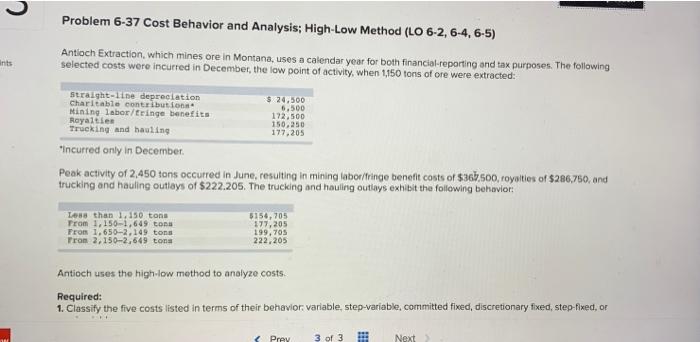  #2 and 3B Problem 6-37 Cost Behavior and Analysis: High-Low Method