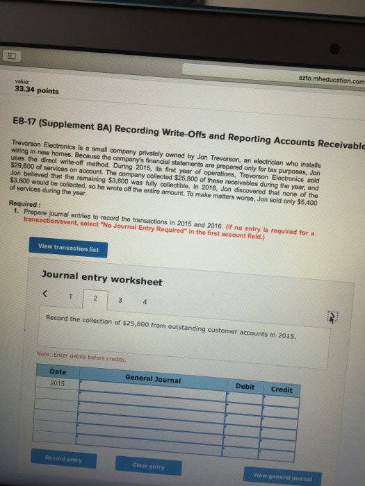 Write-Offs a nd Reporting Accounts Receivable U wiring in new homes. Because