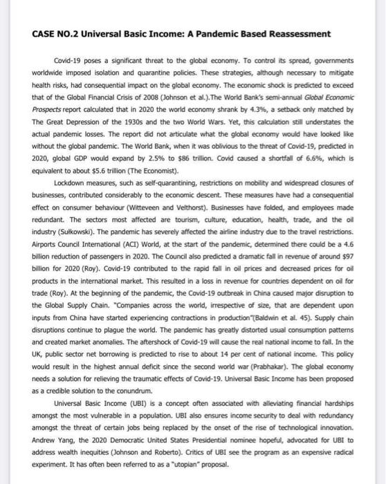 INC/COPIED = REPORT/DOWNVOTE CASE NO.2 Universal Basic Income: A Pandemic Based Reassessment