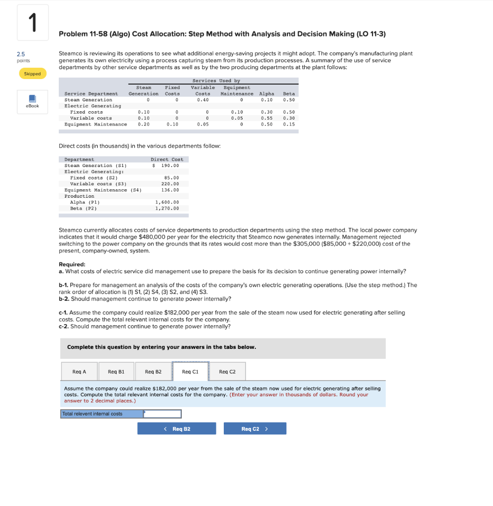 (Algo) Cost Allocation: Step Method with Analysis and Decision Making (LO 11-3)