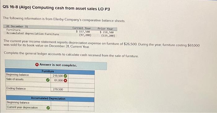 information above to calculate cash flows from operating activities using the indirect