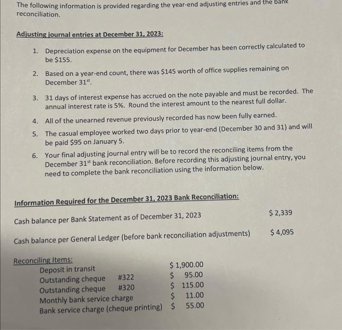  in this part, you will conplete the tear end adjusting journal