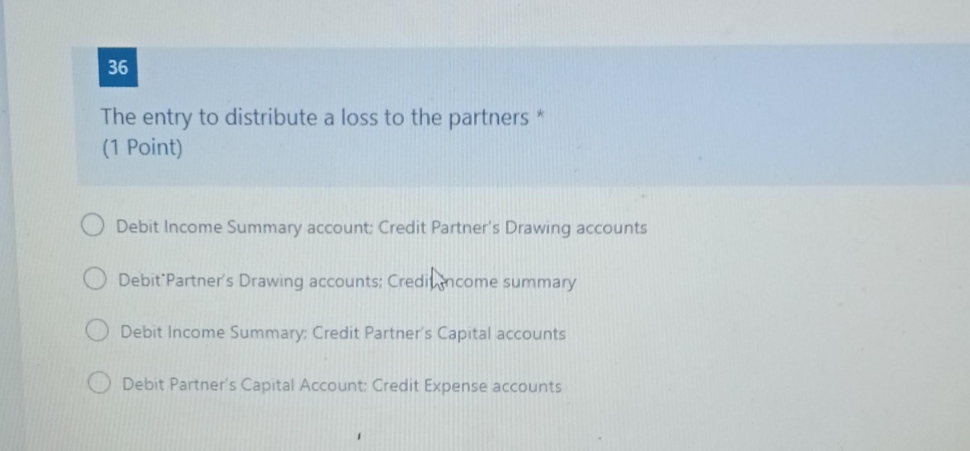 (1 Point) o When a machine is contributed to the partnership, any