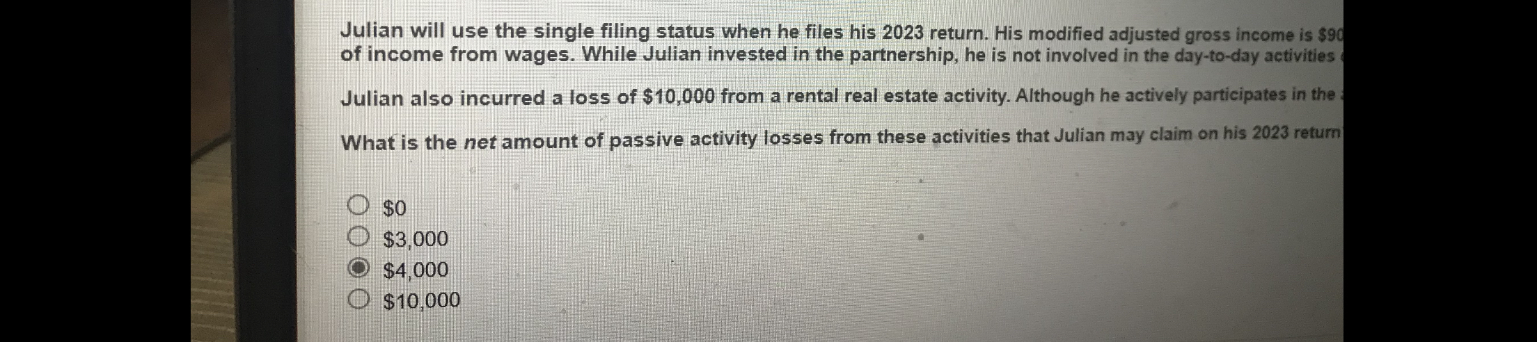  Julian will use the single filing status when he files his