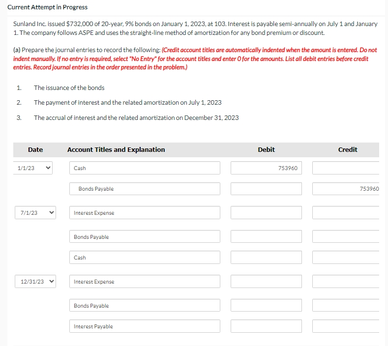  Current Attempt in Progress Sunland Inc. issued $732,000 of 20-year, 9%