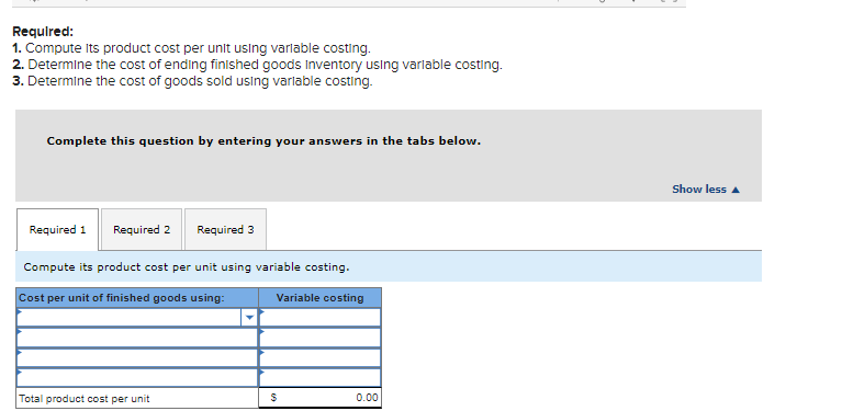 $4 per unit Selling & Administrative Costs Per Year $2 per unit