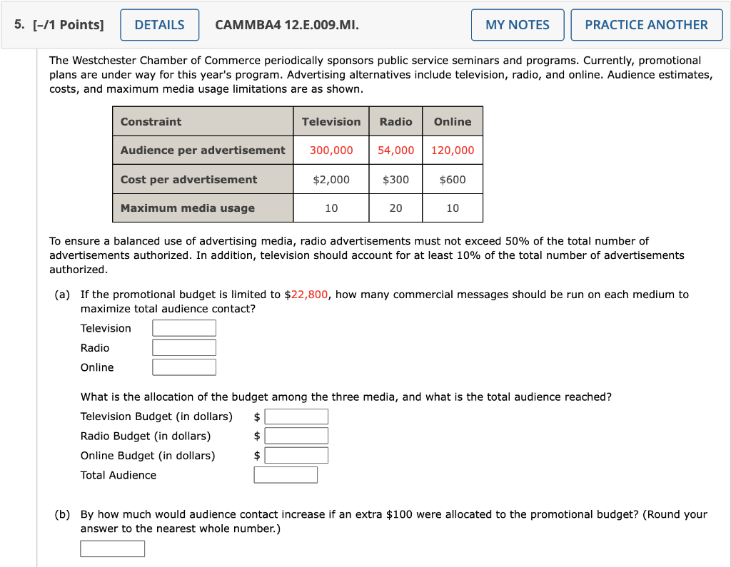  5. [-/1 Points] DETAILS CAMMBA4 12.E.009.MI. MY NOTES PRACTICE ANOTHER The