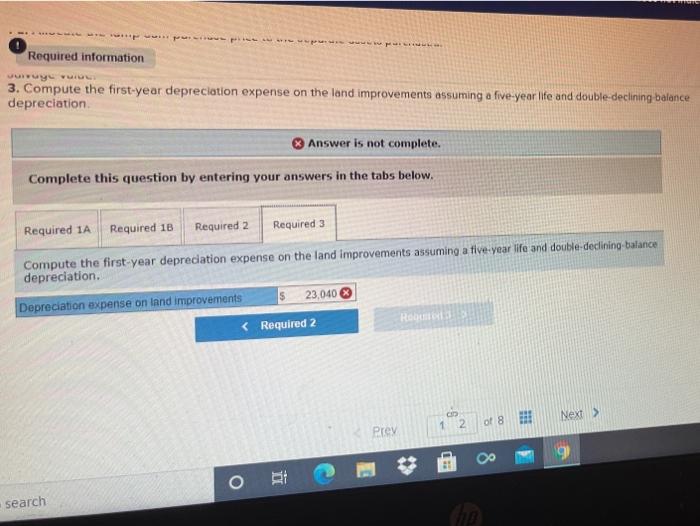 the land improvements assuming a five-year life and double declining balance depreciation.