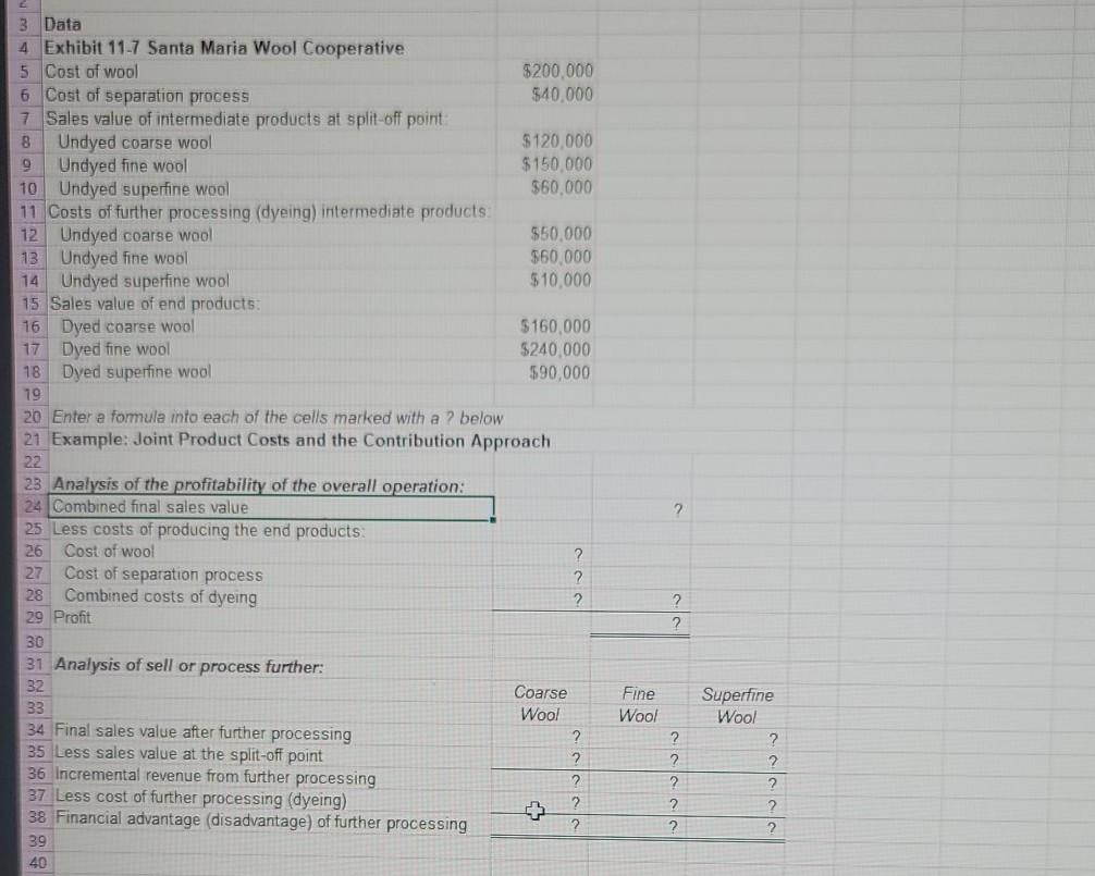  please answer all question marks with excel formulas if possible. thanks!