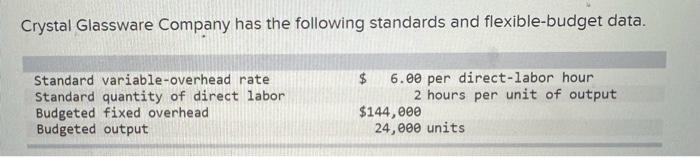 1. Variable Overhead Spending Variance 2. Variable Overhead Efficiency Variance 3. Fixed