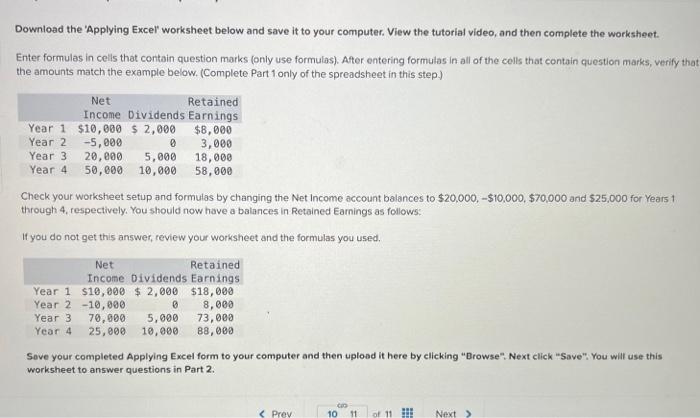 the Balance in Retained Earnings In this Applying Excel exercise you will