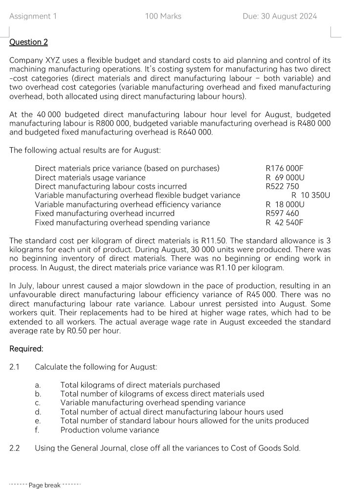  Assignment 1 100 Marks Due: 30 August 2024 Question 2 Company