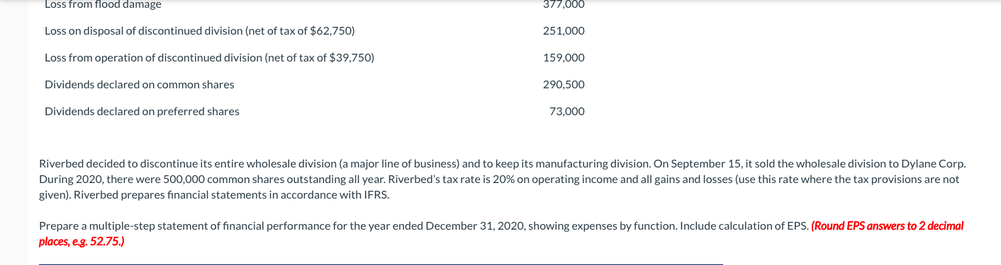 for 2020 follows for Riverbed Corp.: Retained earnings, January 1, 2020 Sales