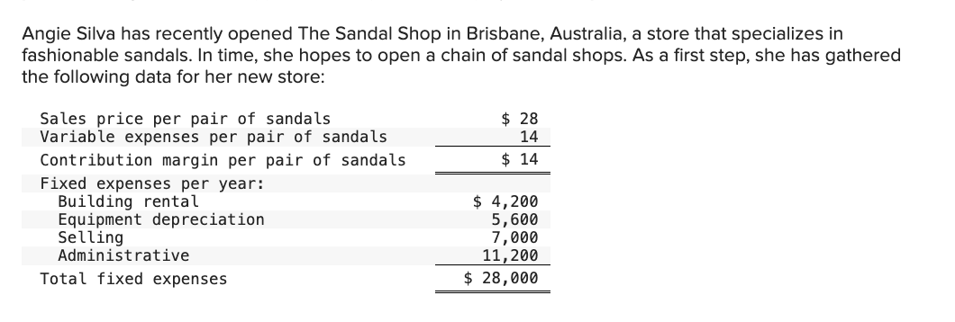  1. What is the break-even point in unit sales and dollar