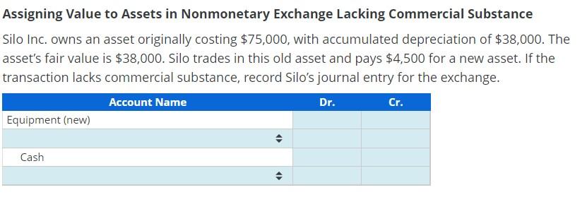 DROPDOWN OPTIONS: Assigning Value to Assets in Nonmonetary Exchange Lacking Commercial