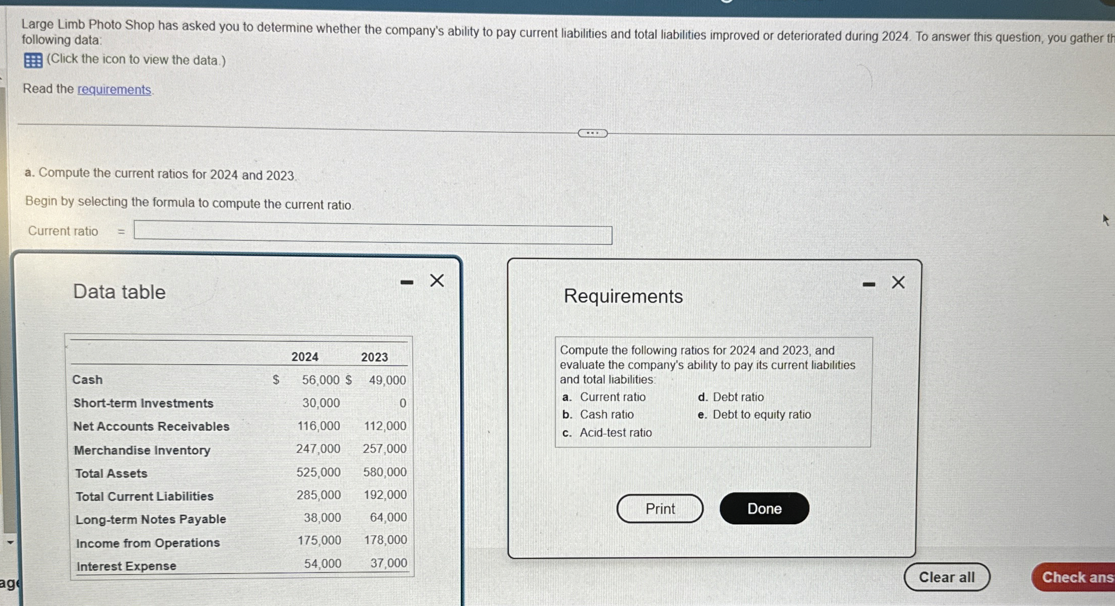  *PLEASE COMPLETE PARTS A-E*Large Limb Photo Shop has asked you to