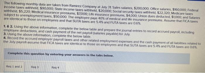  please help The following monthly data are taken from Ramirez Company