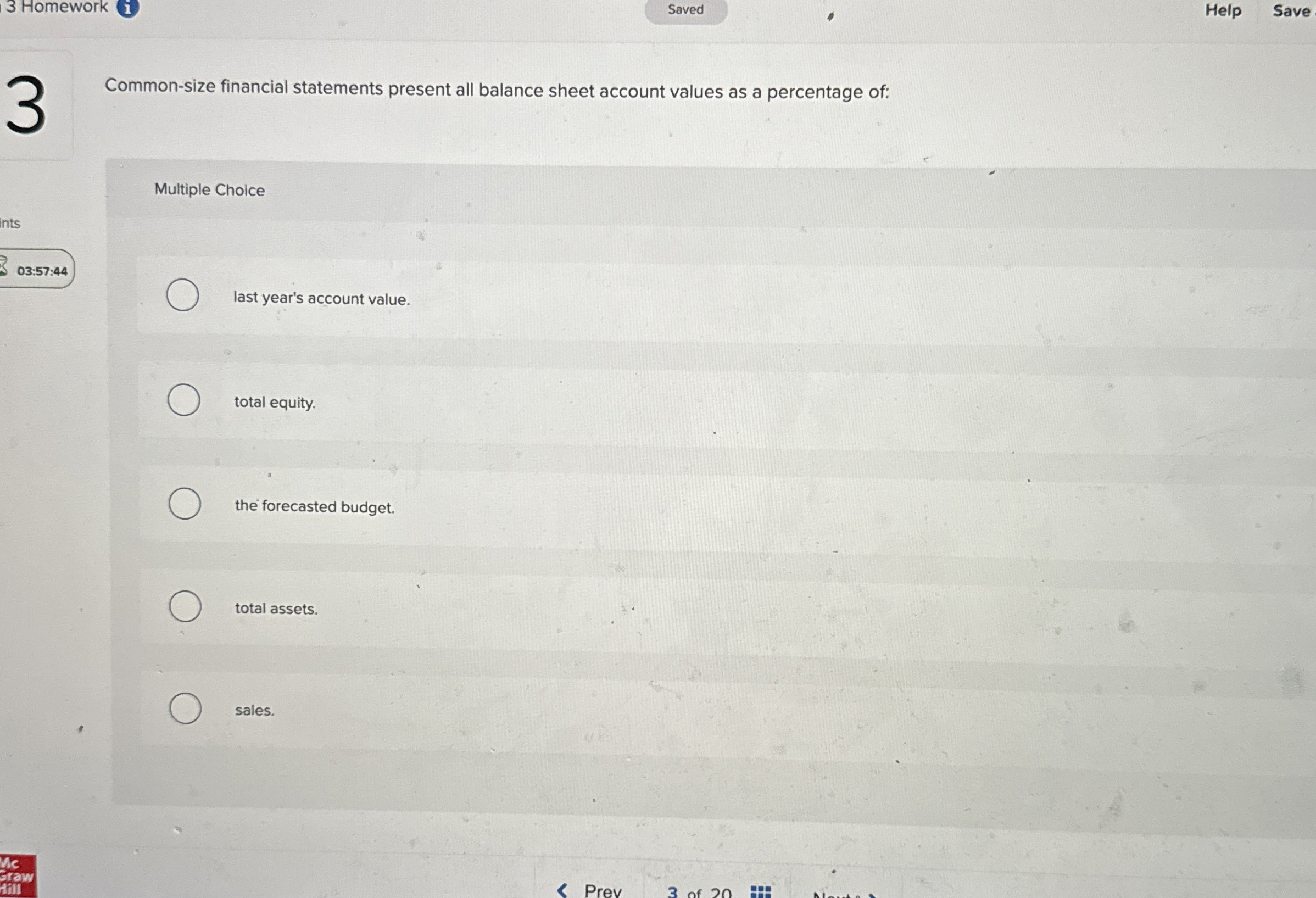  3 Homework Saved Help Save 3 Common-size financial statements present all