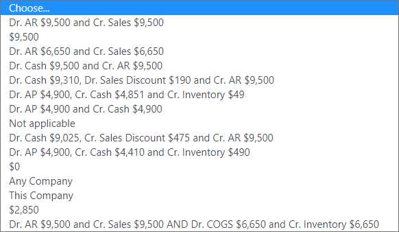 1: XYZ Company sold merchandise to ABC Company for $9,500; terms 2/5,