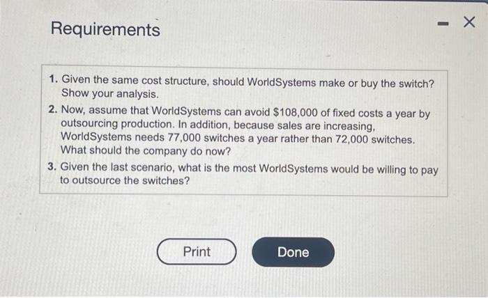 72,000 units last year: Cilck the icon lo viow the manufacturing costs.