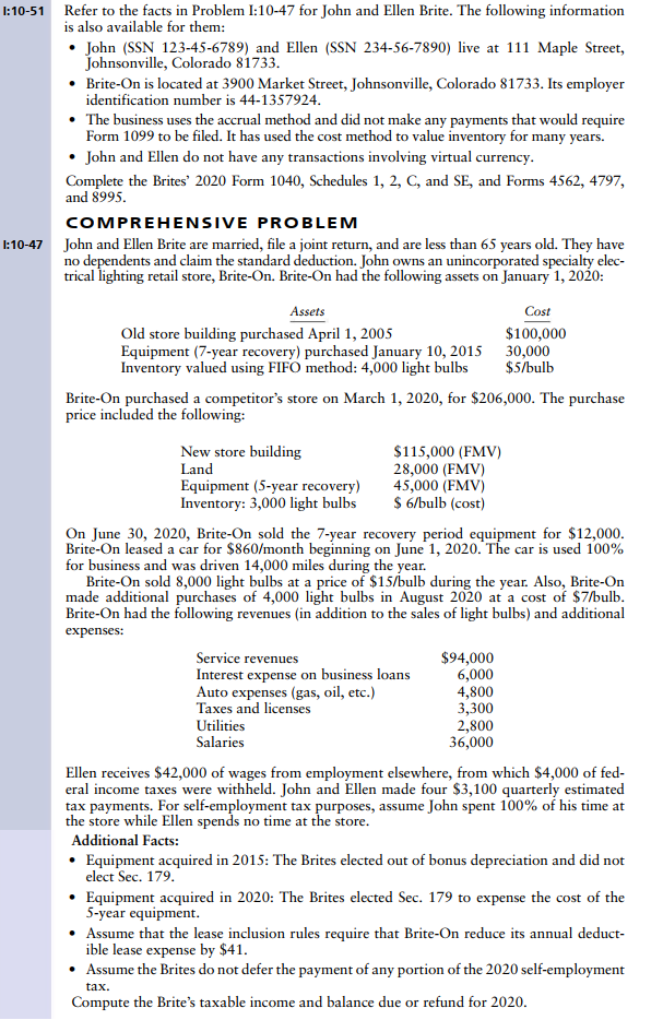  Please use the forms in your answer. Refer to the facts