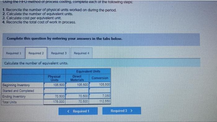 materials, 10% for conversion) 70,500 units Required: Using the FIFO method of