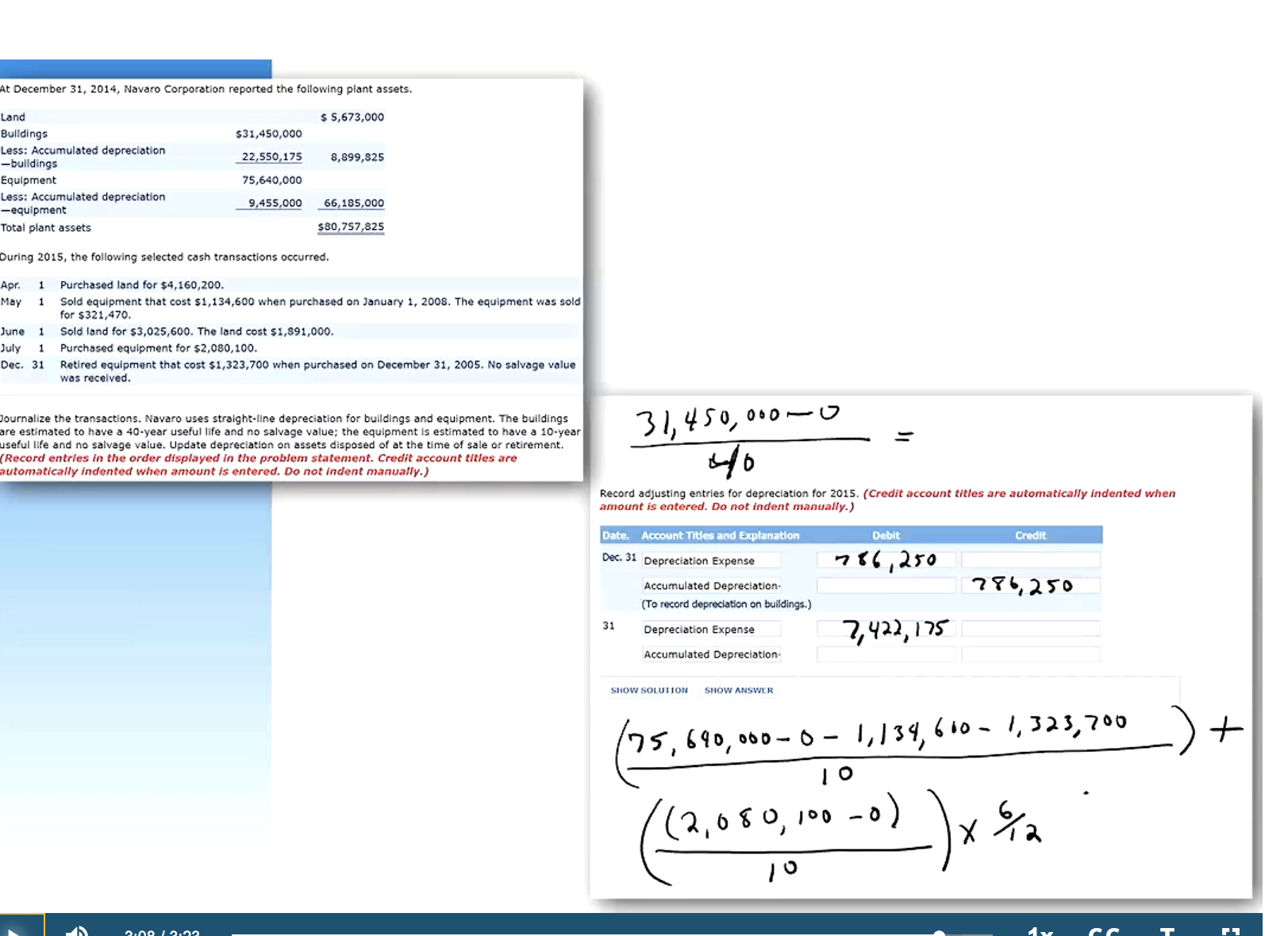  31,450,000-040= Record adjusting entries for depreciation for 2015.(Credit account titles are