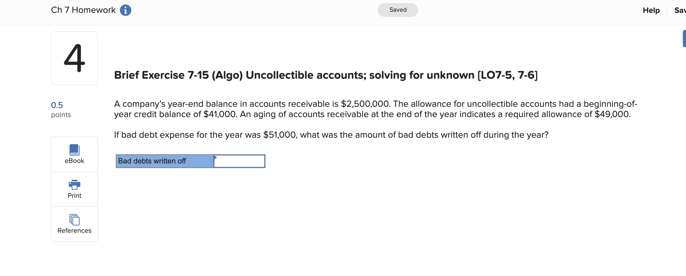  Ch 7 Homework i Saved Help Sau 4 Brief Exercise 7-15