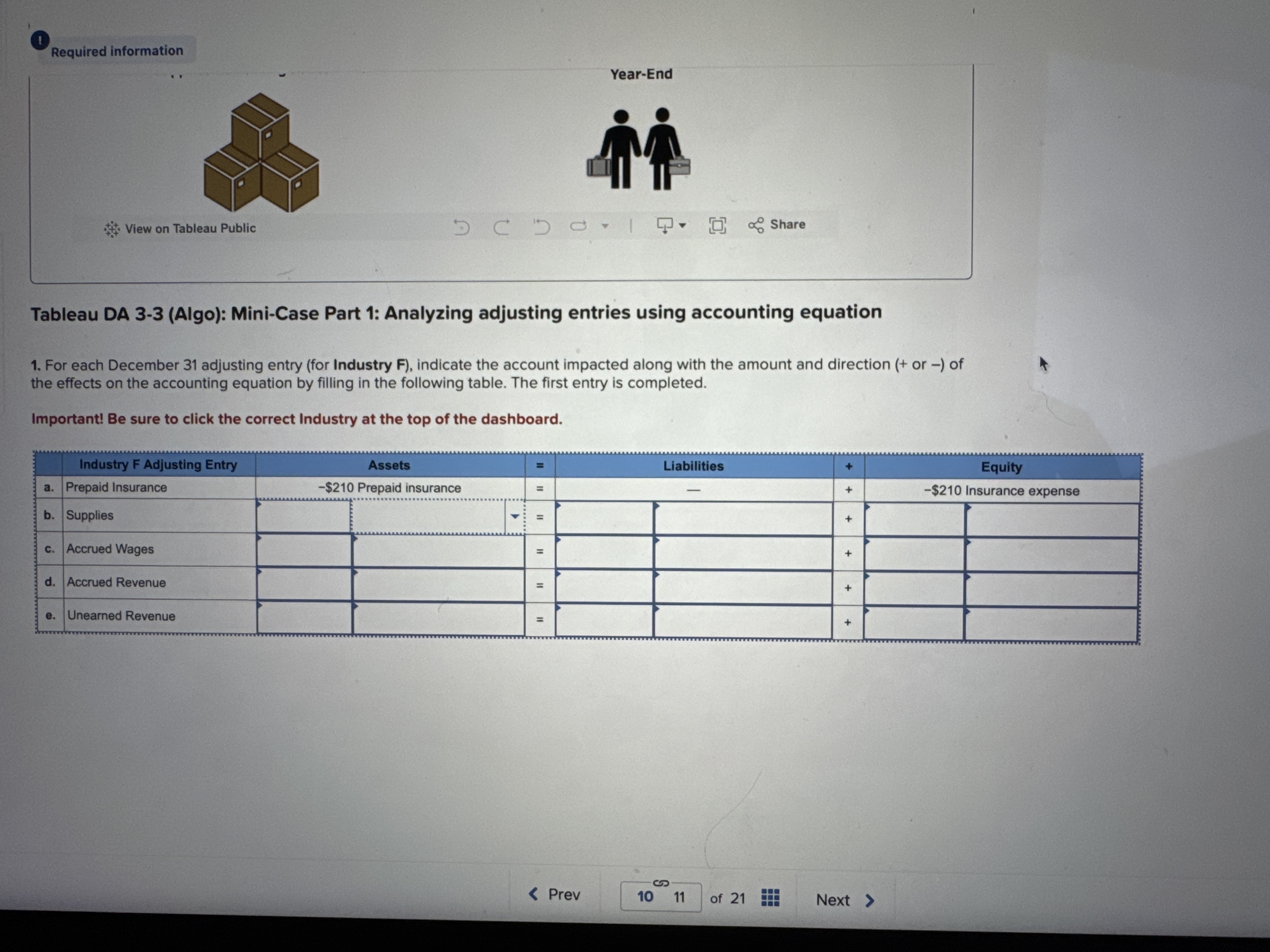  Tableau DA 3-3(Algo): Mini-Case Part 1: Analyzing adjusting entries using accounting