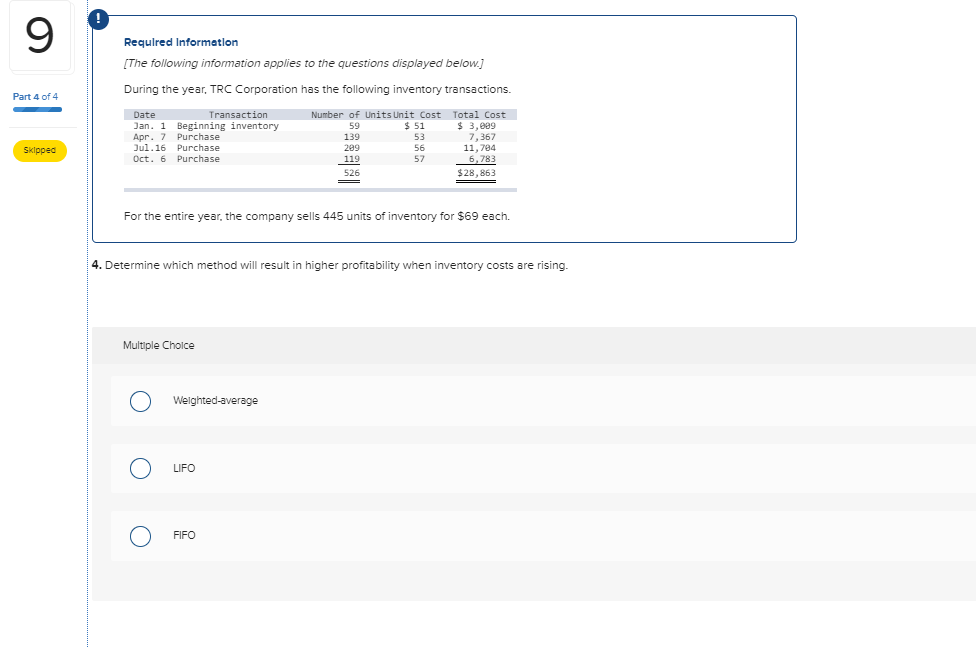 Date Transaction Jan. 1 Beginning inventory Apr. 7 Purchase Jul, 16 Purchase