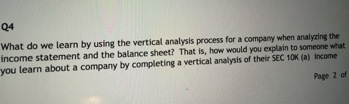  What do we learn by using the vertical analysis process for