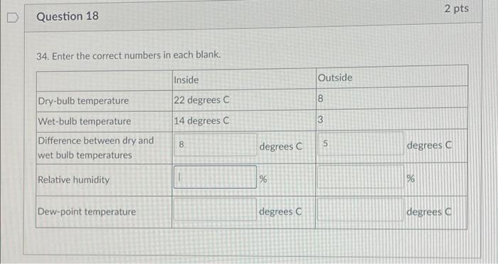 please answer completely, thank you 2 pts Question 18 34. Enter the