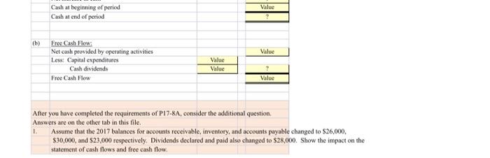  need help with the additional question thank you! Value Cash at