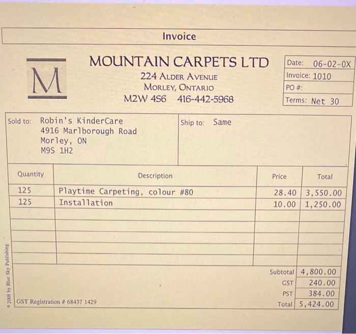 Morley, ON M6E 4N1 Quantity Price Total 52.5 52.5 52.5 Description Saxony