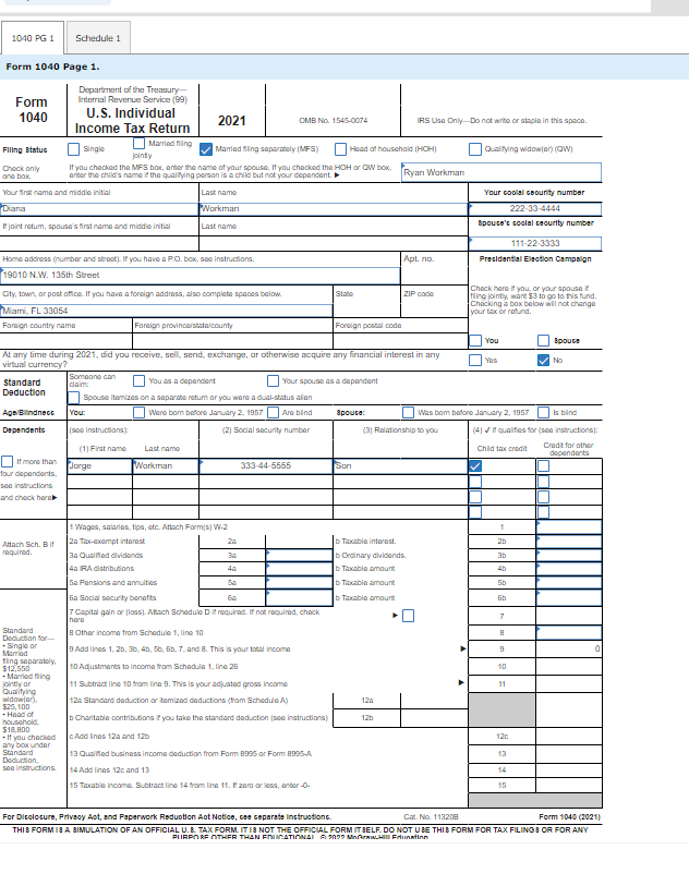 informotion opplies to the questions disployed below.] Diana and Ryan Workman were
