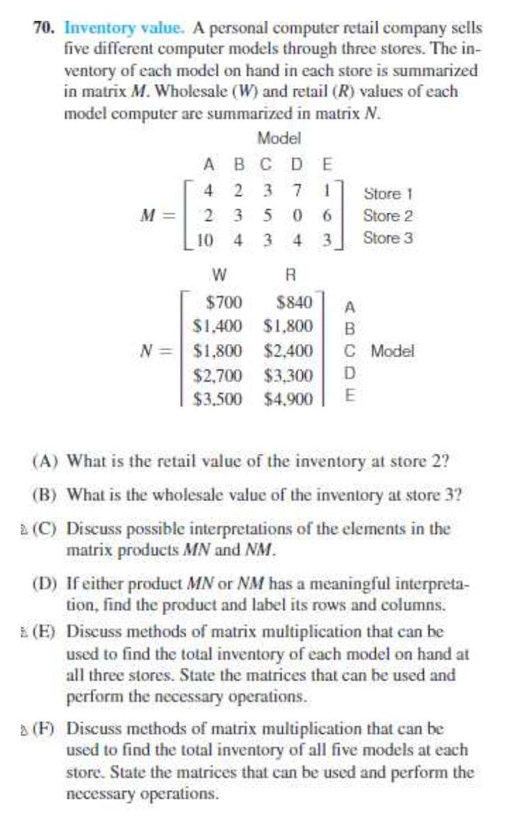 A personal computer retail company sells five different computer models through three